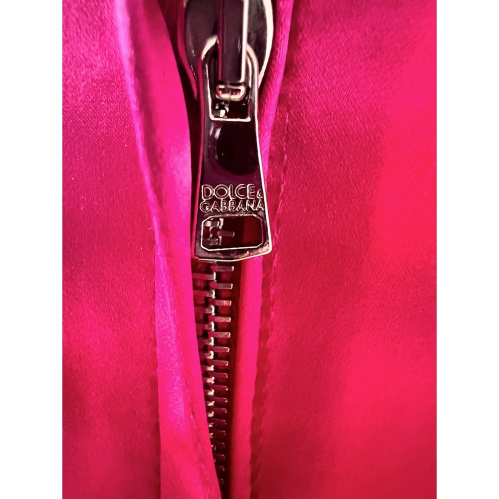 💝 Dolce & Gabbana Magenta Satin Sleeveless Belted Cocktail Dress 💝 - Picture 7 of 12
